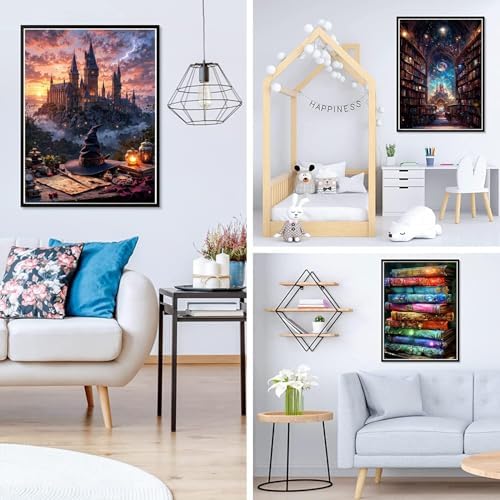 6 Pack Castle Paint by Numbers Kit for Adults Framed Canvas, Frameworkless - Image 4