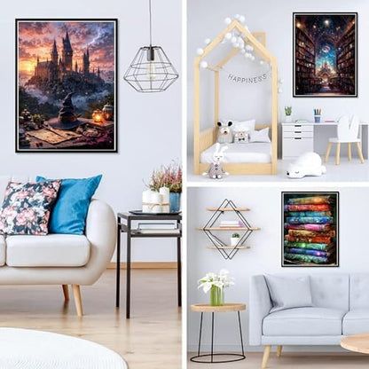 6 Pack Castle Paint by Numbers Kit for Adults Framed Canvas, Frameworkless - Image 4