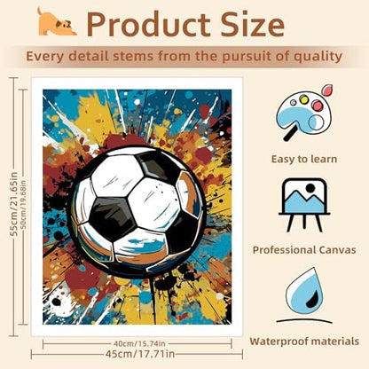 Reivworl Soccer Paint by Numbers Kit for Adults Beginner, 16" Wx20 L Soccer Paint by Number for Adult, Acrylic Painting Kits with Canvas for Gifts and Wall Decor - Image 4
