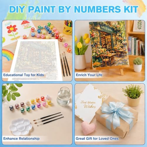 Bookstore Paint by Numbers Kit for Adults, DIY Painting Canvas 16x20inch - Image 7