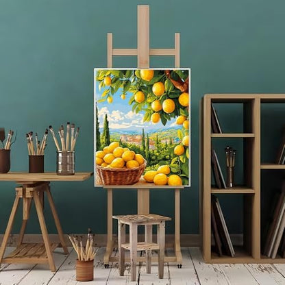 Natuyalo Lemon Tree Paint by Number for Adults - DIY Acrylic Painting Adults Paint by Numbers for Beginner Frameless, Town Landscape Paint by Numbers Kits for Gift Home Wall Decor 16x20 inch - Image 2
