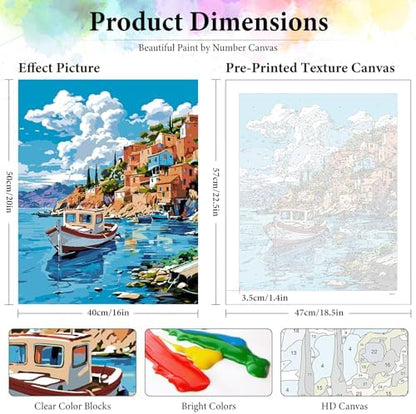 Seaside Landscape Paint by Numbers Kit for Adults Without Frame 16x20 IN - Image 3