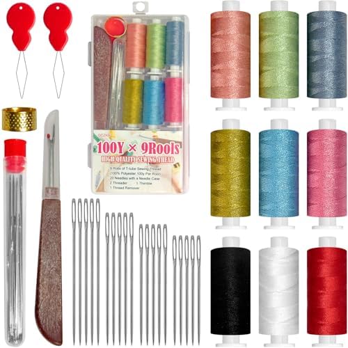 Sewing Kit Gifts for Grandma, Mom, Friend, Traveler, Adults, Beginner, Emergency,Sewing Supplies Accessories with Scissors,Sewing Needles Thimble, Thread etc by QCZKB