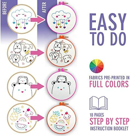 Embroidery Kit for Kids Ages 7-13 - 10 Pre-Stamped Beginner Patterns - Image 4