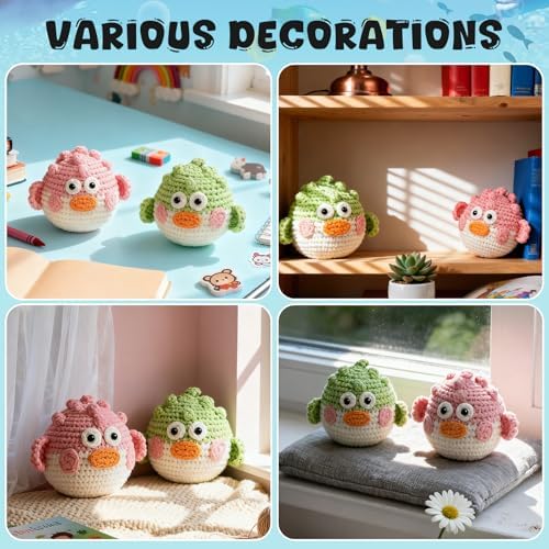 Totiro Crochet Kit for Beginners, Balloon Fish Amigurumi Starter Kit, Easy DIY Craft Set with Step-by-Step Video Tutorials, 2 Pack Crochet Pattern Learning Kit for Teens Adults Birthday Gift - Image 6