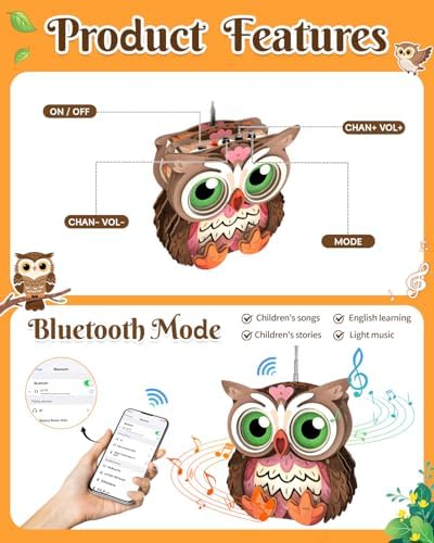 3D Wooden Puzzles for Adults, Big-Eyed Adorable Owl Bluetooth Speaker Model Kit, 3D Puzzles for Adults Room Home Decor DIY Craft Kit, Holiday Birthday Christmas Day Gifts for Men Women Teens - Image 2