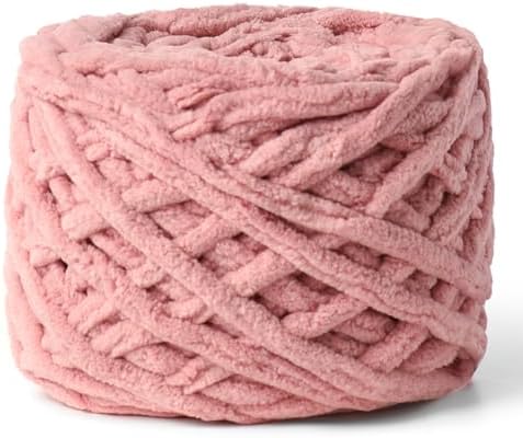 Plush Chenille Chunky Yarn 100g (49.2yd) - Fluffy Velvet Yarn Crochet for Blanket Knitting and Crocheting - Baby Yarns for Crocheting Soft - Amigurumi Yarns (Dark Pink) by OMoiut