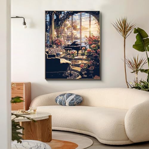 PRASIO Paint by Numbers Kit for Adults Beginner, Flower Landscape Adult Paint by Number Kits, DIY Acrylic Paint by Numbers Kit for Adults Canvas for Home Decor Gift 16x20 Inch - Image 2