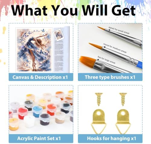hkejoi Girl Paint by Numbers Kit for Adults, 16x20 in - Image 6