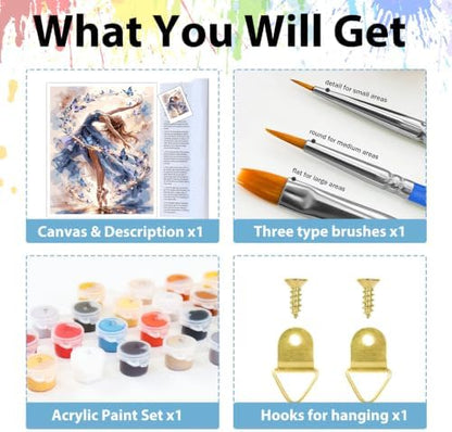hkejoi Girl Paint by Numbers Kit for Adults, 16x20 in - Image 6