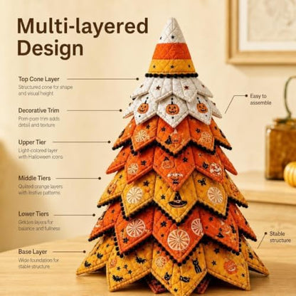 Quilted Christmas Tree Kit – Pre-Cut Fabric & Foam Cone DIY Tabletop Decoration with Tree Topper, No-Sew Holiday Craft Kit for Adults & Kids, Christmas Tree Decorations for Home, Party & Gifts (set2) - Image 3