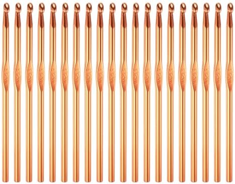uxcell 20Pcs Aluminum Crochet Hook 5.5mm US Size I (Size 9) Knitting Needles for DIY Craft Yarn Rose Gold Tone by uxcell