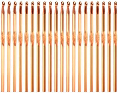 uxcell 20Pcs Aluminum Crochet Hook 5.5mm US Size I (Size 9) Knitting Needles for DIY Craft Yarn Rose Gold Tone by uxcell