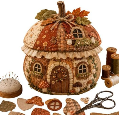 Cozy Harvest Pumpkin Patchwork Kit, DIY Animal Pumpkin Sewing Kit, Fabric Quilted Craft Set for Adults Beginners, Halloween Fall Thanksgiving Decor Gift (Style-B) by Unknown