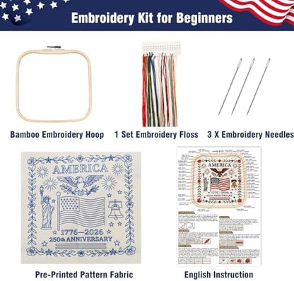 US 250th Anniversary Embroidery Kit, Patriotic Embroidery Kits for Beginner - Image 4