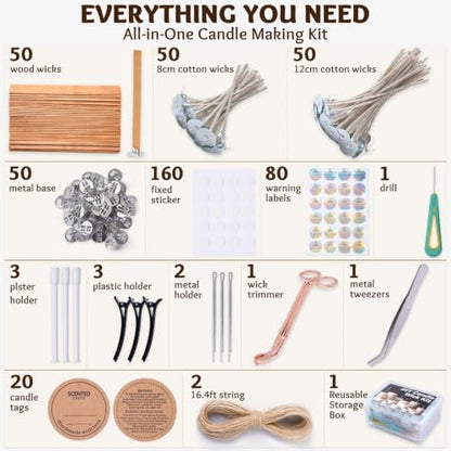 Candle Wicks Kit for Candle Making, 50 Wood Wicks - Image 2