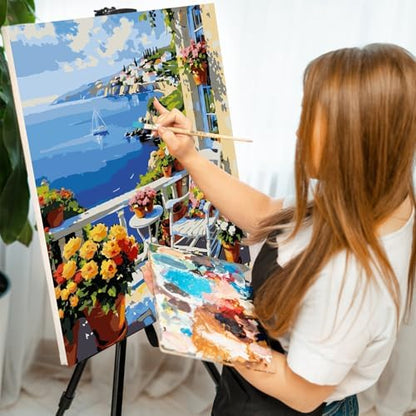 Paint by Numbers Kit for Adults, Coastal Balcony Painting, 16 x 20 Inch - Image 6