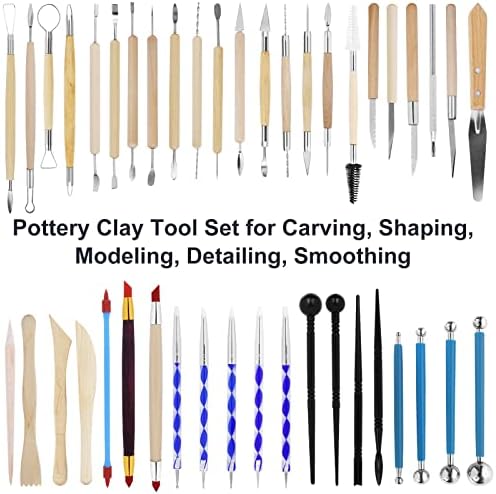 Yagugu Pottery Clay Tools for Adults Sculpting, 45Pcs Basic Wood Ceramics Carving Polymer Clay Tool Supplies kit Supplies for Artists Modeling Shaping Building for Art&Craft Gifts - Image 5