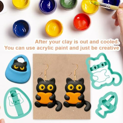 14Pcs Cat Polymer Clay Cutters Set Clay Earrings Cutters for Adults Polymer Jewelry Cutter with Earrings Accessories DIY Craft Supplies - Image 5
