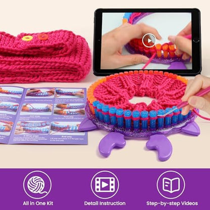Loom Knitting Kit for Beginners - DIY Hat & Scarf Craft Toy with Buttons - Fun Crochet Toy for Kids Ages 7 8-12 - Perfect Birthday and Christmas Gift for Girls - Image 4
