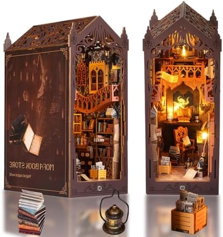 DIY Book Nook Kit, Miniature Dollhouse Booknook Kit with Light, Magic Store by Weservehomeforbetterlife