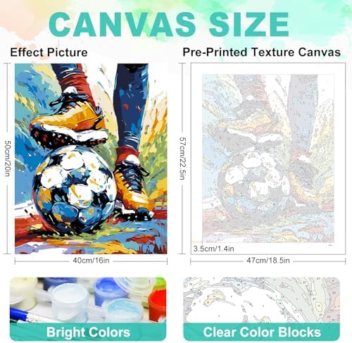 Paint by Numbers Kit for Adults, Soccer Player Painting, 16 x 20 Inch - Image 3