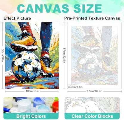 Paint by Numbers Kit for Adults, Soccer Player Painting, 16 x 20 Inch - Image 3
