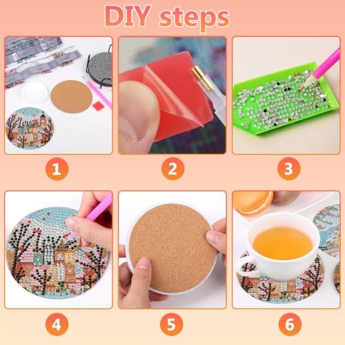 Landscape Diamond Art Coasters Kit for Adults, Diamond Painting Coasters - Image 7
