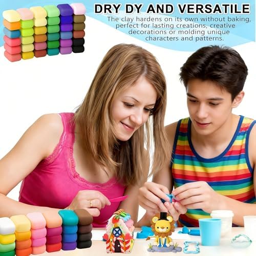 Adult Air Dry Clay,Magic Foam DIY Molding Clay,Air Dry Clay Set 122 PCS 64 Colors Ultra Light Clay with Tools and DIY Accessories Soft Non Sticky Safe Modeling for Crafts Sculpting Party Creative - Image 4