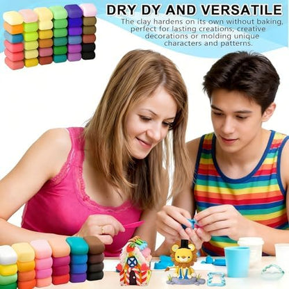 Adult Air Dry Clay,Magic Foam DIY Molding Clay,Air Dry Clay Set 122 PCS 64 Colors Ultra Light Clay with Tools and DIY Accessories Soft Non Sticky Safe Modeling for Crafts Sculpting Party Creative - Image 4