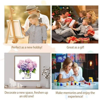Artunion Framed Paint by Numbers Kit for Adults Beginners & Kids Ages 8-12,Hydrangea Flower Paint by Number with Frame,Floral Paint by Numbers Kit on Canvas 10 * 10 Inch Without Easel - Image 7