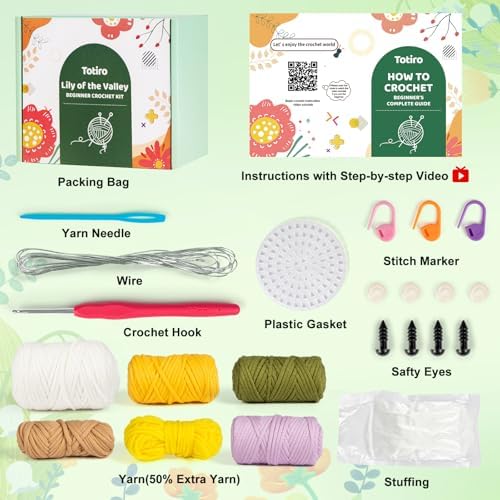 Totiro Crochet Kit for Beginners, Potted Flower Amigurumi Starter Kit, Easy DIY Arts & Craft Set with Step-by-Step Video Tutorials, Crochet Pattern Learning Kit for Teens Adults Birthday Gift - Image 4