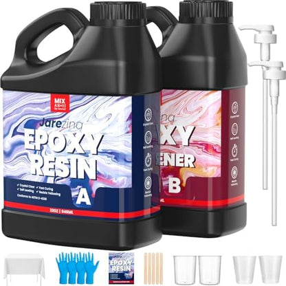 Jarezina 64OZ Epoxy Resin Kit, 1:1 Easy Mix Casting Resin for Crafts by Jarezina