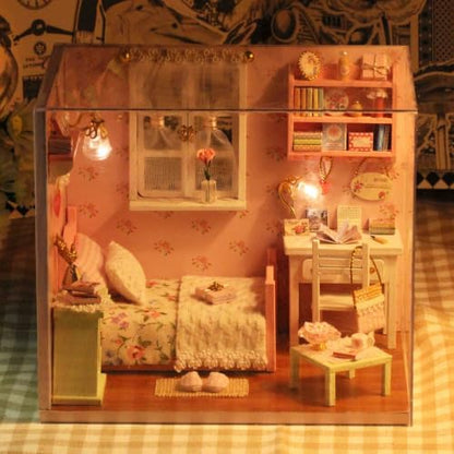 CUTEROOM DIY Miniature House Kit - Mini Craft Rooms for Adults with LED Lights, Realistic Mini Dollhouse Kit Building Model Kit, Creative Home Decor Gift-Sunshine Angel - Image 2