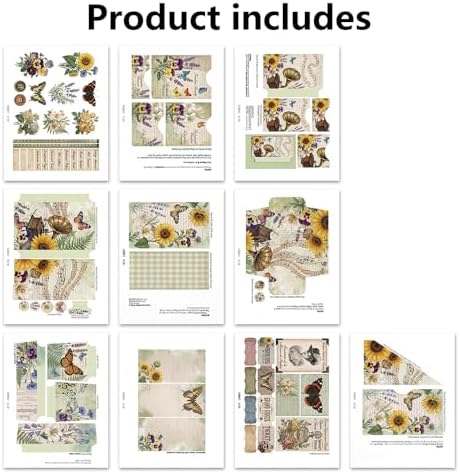 XINPOCUT Floral Folding Folio Junk Journal Kit,Folio Booklet Craft Kit, Junk Journal Kit, Scrapbooking Supplies, Journaling Decor, Mini Folio Writer Folder Project, Arts & Crafts Gifts - Image 5