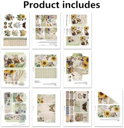 XINPOCUT Floral Folding Folio Junk Journal Kit,Folio Booklet Craft Kit, Junk Journal Kit, Scrapbooking Supplies, Journaling Decor, Mini Folio Writer Folder Project, Arts & Crafts Gifts - Image 5