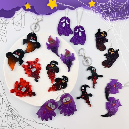 Halloween Resin Earring Molds with Holes, 9 Pair Ghost Earring Mold - Image 2
