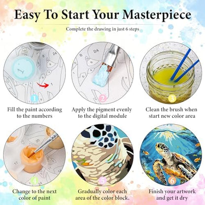 Sea Turtle Paint by Numbers Kit for Adults Without Frame 16x20 IN - Image 6