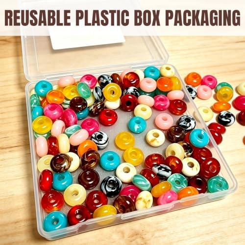 140PCS Large Hole Beads DIY Jewelry Making Kit, 14mm Acrylic Rondelle Multi‑Color Smooth Loose Beads for Keychains Bracelet Necklace Craft Carabiner Bag Charms - Image 7