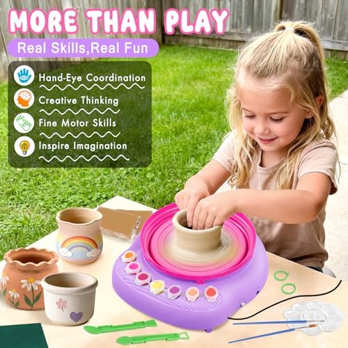 Weilim Pottery Wheel for Kids Beginners, Air-Dry Clay & Paint Kit Ages 6-12 - Image 4