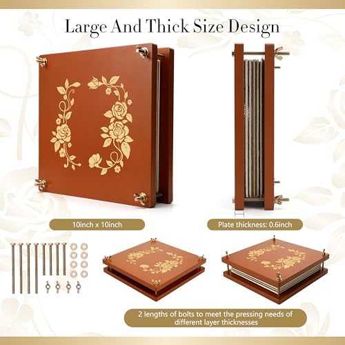 Aboofx Flower Press Kit for DIY Journal Bookmark Frame, 10" x 10" 10 Layers Wood Flower Pressing Kit with Storage Bags for Dried Flowers Plant Wedding Bouquet Preservation Kits, Gift for Craft Lovers - Image 3