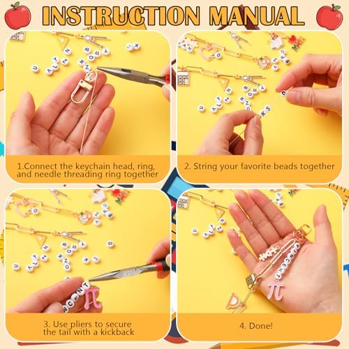 CraftyDream 558 Pcs Math Teacher Charm Keychain Making Kit DIY Name Crafts - Image 3