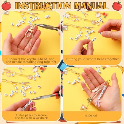 CraftyDream 558 Pcs Math Teacher Charm Keychain Making Kit DIY Name Crafts - Image 3