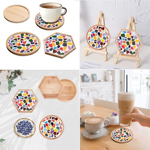 Nuyoach Mosaic Tiles Crafts Kits for Adults,2 Sets DIY Glass Mosaic Craft with Wooden Coaster Making Materials Package for Women Seniors,Ceramic Mosaic Art Bulk Gifts for Home Decor Summer Party - Image 6