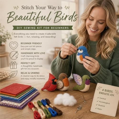 DIY Fabric Animal Craft Kit for Beginners,Creative Handmade Art,DIY Felt Sewing Craft Kit with Pre-Cut Fabric,Handmade Plush Animal CraftSet for Adults & Teens (Dwarf) - Image 2