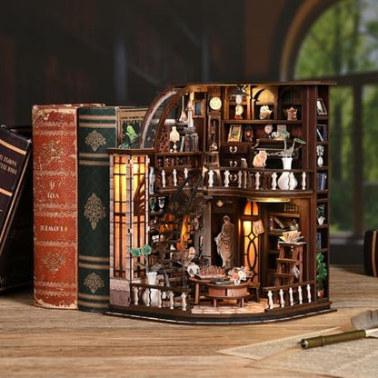 DIY Miniature House Kit for Adults & Teens, Grand Bookstore Scene Mini House Decor with LED, 3D Wooden Puzzle Gift for Book Lovers & DIY Fans (Bacchus Bookstore) - Image 6