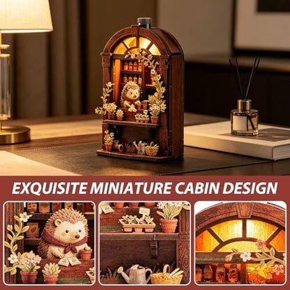 Book Nook Kit - DIY Miniature House Kit for Adults, Teens and Beginners, Dollhouse Booknook Library Tiny House Bookshelf Decor 3D Wooden Puzzle, Gifts for Family, Friends - Image 4
