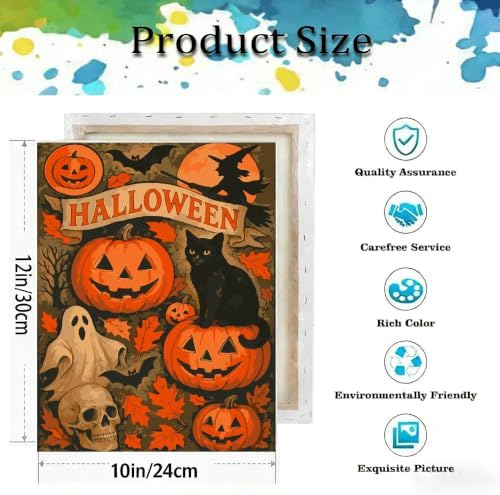 Halloween Paint by Numbers Kit for Adults-Pumpkin, DIY Oil Painting 10x12In - Image 3