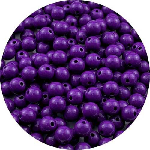 200pcs Acrylic Round Beads for Crafts 10mm Resin Candy Color Spacer Beads with Hole for Jewelry Making Sewing Crafts Decoration Necklaces Bracelets Earrings Supplies(Dark Purple) by Unknown
