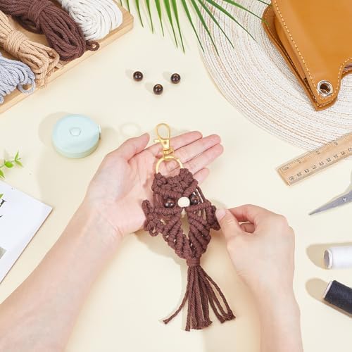 ACRNIGHEET 6PCS Owl Macrame Keychain Kit for Adults Beginners 6 Different Color Owl Boho Macrame Keychain Craft Kits Gift DIY Kits for Adults Purse Phone Bag Includes Step-by-Step Video Tutorials - Image 4